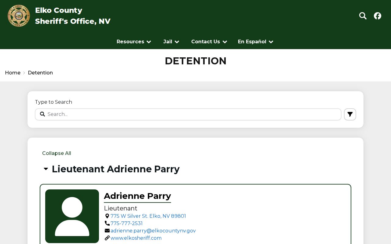 Elko County Detention Center release contact page